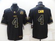 Wholesale Cheap Men's Las Vegas Raiders #4 Derek Carr Black Golden Edition 60th Patch Stitched Nike Limited Jersey
