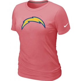 Wholesale Cheap Women\'s Nike Los Angeles Chargers Pink Logo T-Shirt