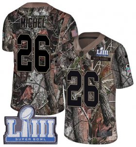 Wholesale Cheap Nike Patriots #26 Sony Michel Camo Super Bowl LIII Bound Men\'s Stitched NFL Limited Rush Realtree Jersey