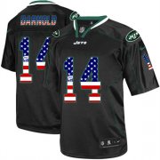 Wholesale Cheap Nike Jets #14 Sam Darnold Black Men's Stitched NFL Elite USA Flag Fashion Jersey