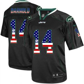Wholesale Cheap Nike Jets #14 Sam Darnold Black Men\'s Stitched NFL Elite USA Flag Fashion Jersey