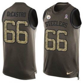 Wholesale Cheap Nike Steelers #66 David DeCastro Green Men\'s Stitched NFL Limited Salute To Service Tank Top Jersey