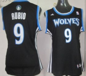 Wholesale Cheap Minnesota Timberwolves #9 Ricky Rubio Black Womens Jersey