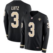 Wholesale Cheap Nike Saints #3 Wil Lutz Black Team Color Men's Stitched NFL Limited Therma Long Sleeve Jersey
