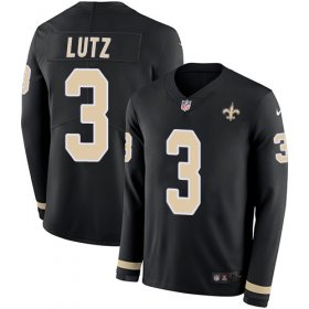 Wholesale Cheap Nike Saints #3 Wil Lutz Black Team Color Men\'s Stitched NFL Limited Therma Long Sleeve Jersey