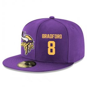 Wholesale Cheap Minnesota Vikings #8 Sam Bradford Snapback Cap NFL Player Purple with Gold Number Stitched Hat