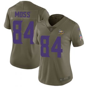 Wholesale Cheap Nike Vikings #84 Randy Moss Olive Women\'s Stitched NFL Limited 2017 Salute to Service Jersey