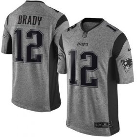 Wholesale Cheap Nike Patriots #12 Tom Brady Gray Men\'s Stitched NFL Limited Gridiron Gray Jersey