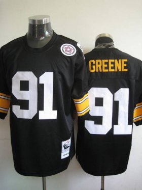 Wholesale Cheap Mitchell And Ness Steelers #91 Kevin Greene Black Stitched Throwback NFL Jersey
