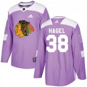 Wholesale Cheap Men's Chicago Blackhawks #38 Brandon Hagel Adidas Authentic Fights Cancer Practice Purple Jersey