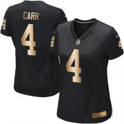 Wholesale Cheap Nike Raiders #4 Derek Carr Black Team Color Women's Stitched NFL Elite Gold Jersey
