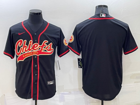 Wholesale Men\'s Kansas City Chiefs Blank Black Stitched MLB Cool Base Nike Baseball Jersey