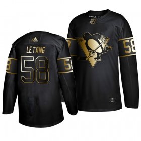 Wholesale Cheap Adidas Penguins #58 Kris Letang Men\'s 2019 Black Golden Edition Authentic Stitched NHL Jersey