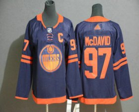 Wholesale Cheap Youth Edmonton Oilers #97 Connor McDavid Navy Blue 50th Anniversary Adidas Stitched NHL Jersey