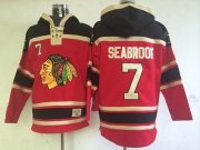Wholesale Cheap Blackhawks #7 Brent Seabrook Red Sawyer Hooded Sweatshirt Stitched NHL Jersey