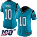 Wholesale Cheap Nike Panthers #10 Curtis Samuel Blue Alternate Women's Stitched NFL 100th Season Vapor Limited Jersey