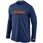 Wholesale Cheap Nike Cleveland Browns Authentic Font Long Sleeve T-Shirt Dark Blue