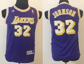 Cheap Los Angeles Lakers #32 Magic Johnson Purple Swingman Throwback Kids Jersey