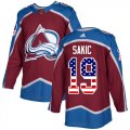 Wholesale Cheap Adidas Avalanche #19 Joe Sakic Burgundy Home Authentic USA Flag Stitched NHL Jersey