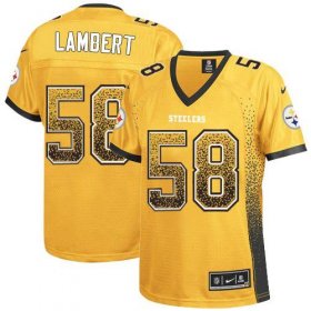 Wholesale Cheap Nike Steelers #58 Jack Lambert Gold Women\'s Stitched NFL Elite Drift Fashion Jersey