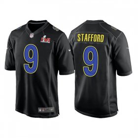 Wholesale Cheap Men\'s Los Angeles Rams #9 Matthew Stafford 2022 Black Super Bowl LVI Game Stitched Jersey