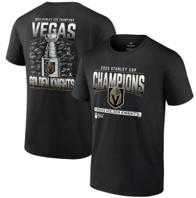 Wholesale Cheap Men\'s Vegas Golden Knights Black 2023 Stanley Cup Champions Signature Roster T-Shirt
