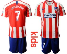 Wholesale Cheap Atletico Madrid #7 Griezmann Home Kid Soccer Club Jersey