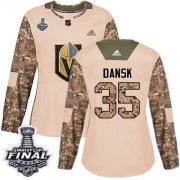 Wholesale Cheap Adidas Golden Knights #35 Oscar Dansk Camo Authentic 2017 Veterans Day 2018 Stanley Cup Final Women's Stitched NHL Jersey