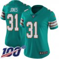 Wholesale Cheap Nike Dolphins #31 Byron Jones Aqua Green Alternate Women's Stitched NFL 100th Season Vapor Untouchable Limited Jersey