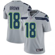 Wholesale Cheap Nike Seahawks #18 Jaron Brown Grey Alternate Men's Stitched NFL Vapor Untouchable Limited Jersey