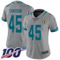 Wholesale Cheap Nike Jaguars #45 K'Lavon Chaisson Silver Women's Stitched NFL Limited Inverted Legend 100th Season Jersey