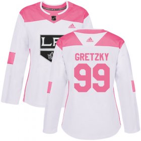 Wholesale Cheap Adidas Kings #99 Wayne Gretzky White/Pink Authentic Fashion Women\'s Stitched NHL Jersey