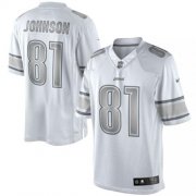Wholesale Cheap Nike Lions #81 Calvin Johnson White Men's Stitched NFL Limited Platinum Jersey