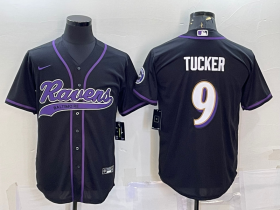 Wholesale Cheap Men\'s Baltimore Ravens #9 Justin Tucker Black With Patch Cool Base Stitched Baseball Jersey