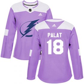 Cheap Adidas Lightning #18 Ondrej Palat Purple Authentic Fights Cancer Women\'s Stitched NHL Jersey