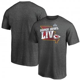 Wholesale Cheap Men\'s Kansas City Chiefs NFL Heather Charcoal Super Bowl LIV Bound Eligible T-Shirt