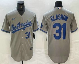 Cheap Men\'s Los Angeles Dodgers #31 Tyler Glasnow Gray Alternate Player Number Team Logo Cool Base Jersey