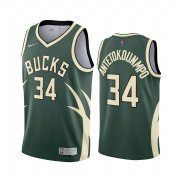 Wholesale Cheap Milwaukee Bucks #34 Giannis Antetokounmpo Green NBA Swingman 2020-21 Earned Edition Jersey
