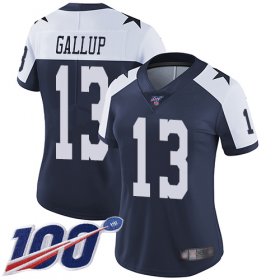 Wholesale Cheap Nike Cowboys #13 Michael Gallup Navy Blue Thanksgiving Women\'s Stitched NFL 100th Season Vapor Throwback Limited Jersey