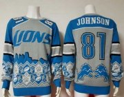 Wholesale Cheap Nike Lions #81 Calvin Johnson Blue/Grey Men's Ugly Sweater