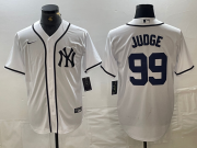 Cheap Men's New York Yankees #99 Aaron Judge White Fashion Cool Base Jersey