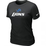 Wholesale Cheap Women's Nike Detroit Lions Authentic Logo T-Shirt Black