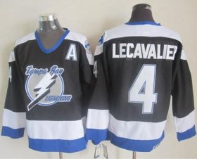 Wholesale Cheap Lightning #4 Vincent Lecavalier Black CCM Throwback Stitched NHL Jersey