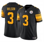 Cheap Men's Pittsburgh Steelers #3 Russell Wilson Black 2024 F.U.S.E.Color Rush Limited Football Stitched Jersey