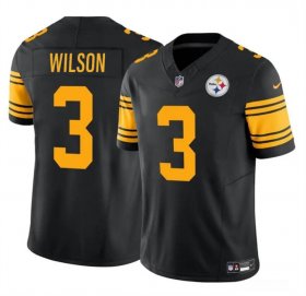 Cheap Men\'s Pittsburgh Steelers #3 Russell Wilson Black 2024 F.U.S.E.Color Rush Limited Football Stitched Jersey