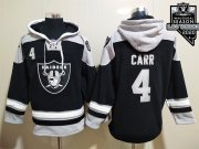 Wholesale Cheap Men's Las Vegas Raiders #4 Derek Carr NEW Black 2020 Inaugural Season Pocket Stitched NFL Pullover Hoodie