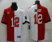Wholesale Cheap Men's Tampa Bay Buccaneers #12 Tom Brady Red White Super Bowl Split Stitched Jersey