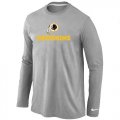 Wholesale Cheap Nike Washington Redskins Authentic Logo Long Sleeve T-Shirt Grey