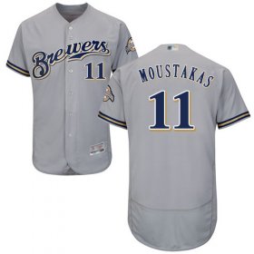 Wholesale Cheap Brewers #11 Mike Moustakas Grey Flexbase Authentic Collection Stitched MLB Jersey