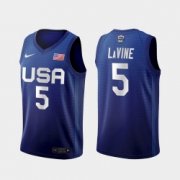 Wholesale Cheap Men's USA Team Zach LaVine Away Blue 2021 Tokyo Olympics Jersey